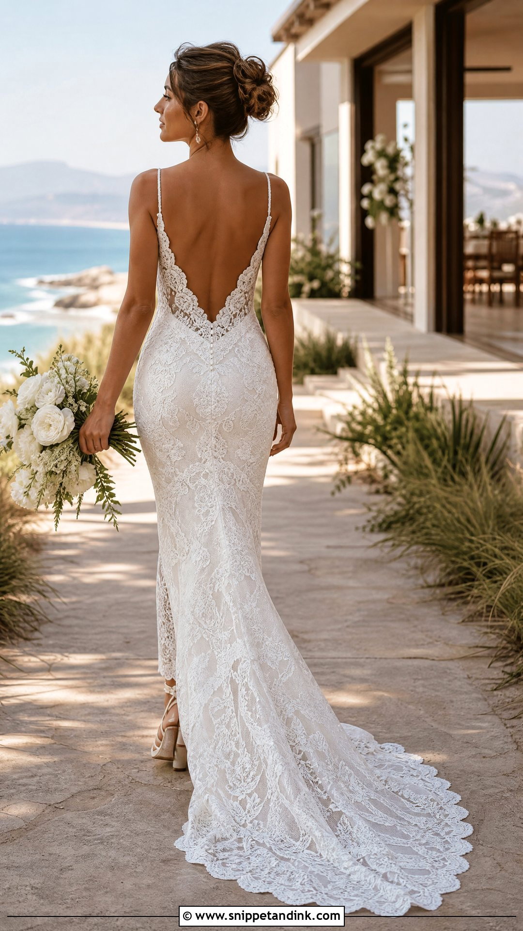 Spaghetti Strap Low Back Lace Wedding Dress - Snippet and Ink - 20 Low Back Lace Wedding Dress Ideas