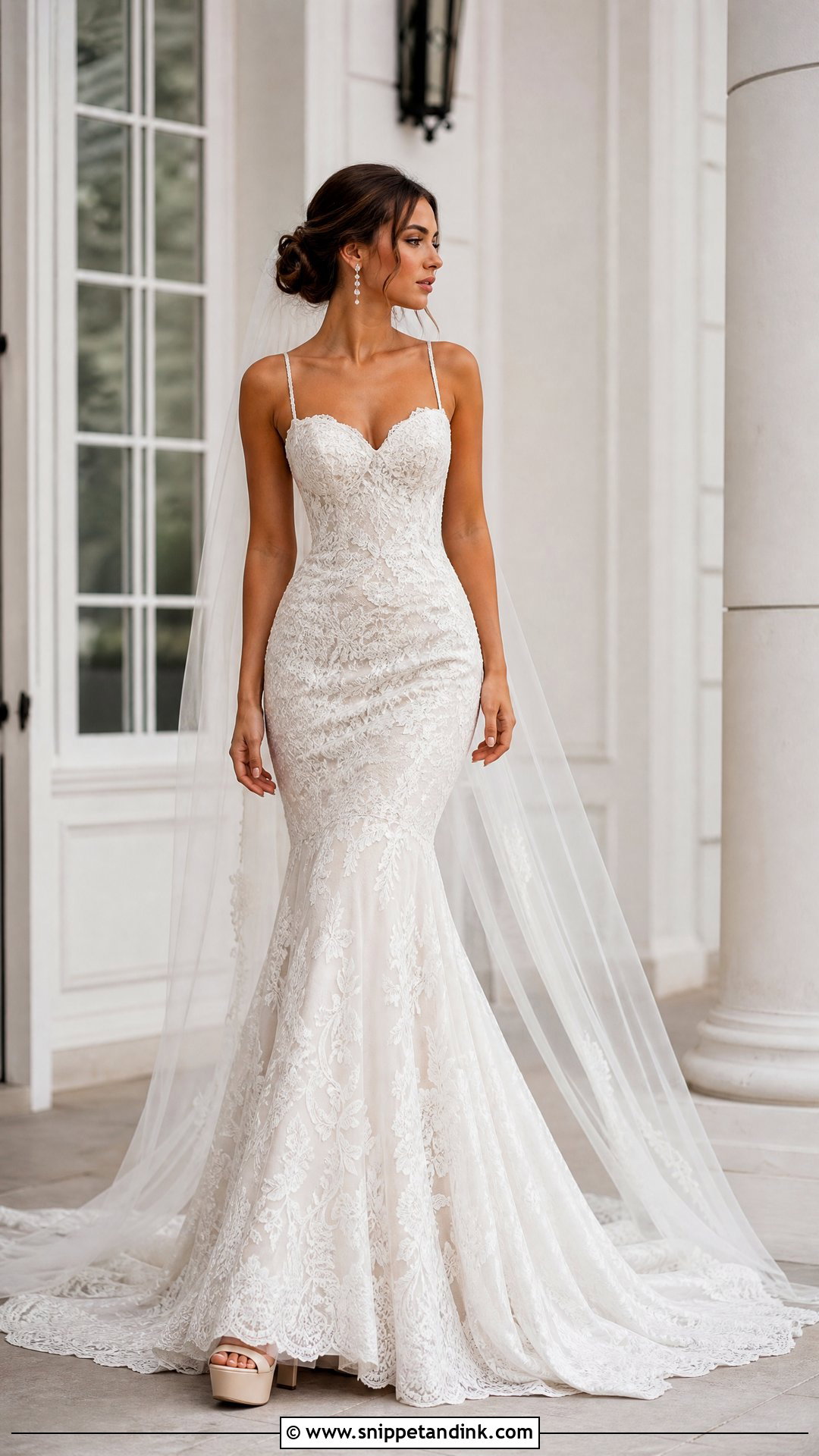 Spaghetti Strap Mermaid Lace Wedding Dress - Snippet and Ink - 20 Spaghetti Strap Wedding Dresses