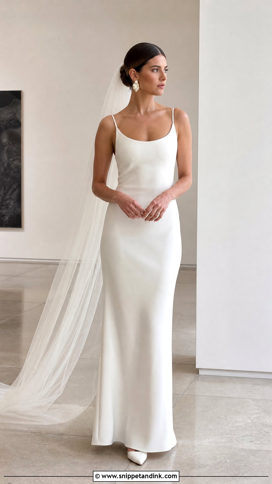 Spaghetti Strap Minimalist Column Wedding Dress - Snippet and Ink - 20 Spaghetti Strap Wedding Dresses