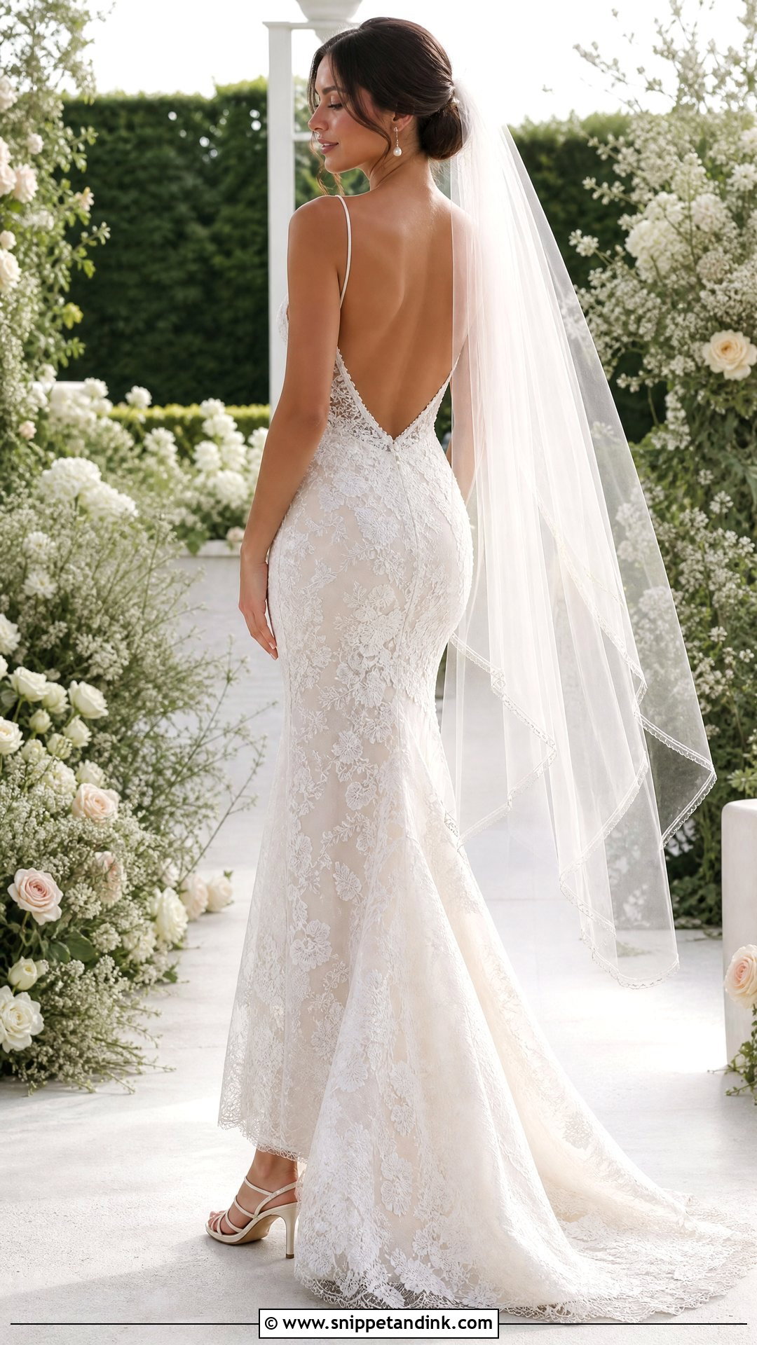 Spaghetti Strap Open Back Mermaid Wedding Dress - Snippet and Ink - 20 Open Back Mermaid Wedding Dress Ideas