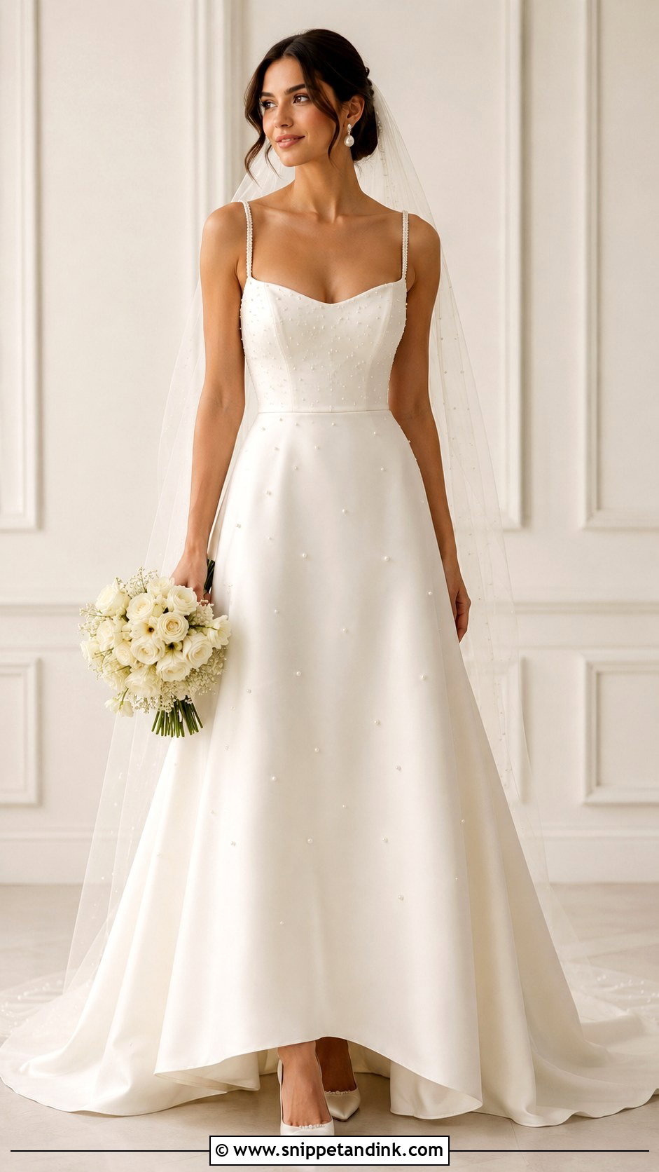 Spaghetti Strap Pearl Wedding Dress - Snippet and Ink - 30 Spaghetti Strap Wedding Dress Ideas