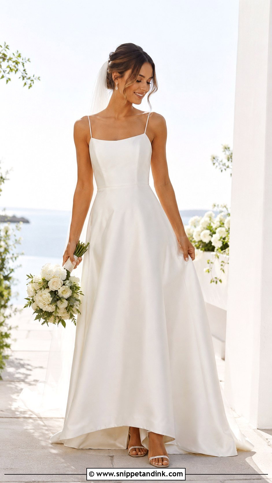 Spaghetti Strap Satin A Line Wedding Dress - Snippet and Ink - 25 Satin a Line Wedding Dress Ideas