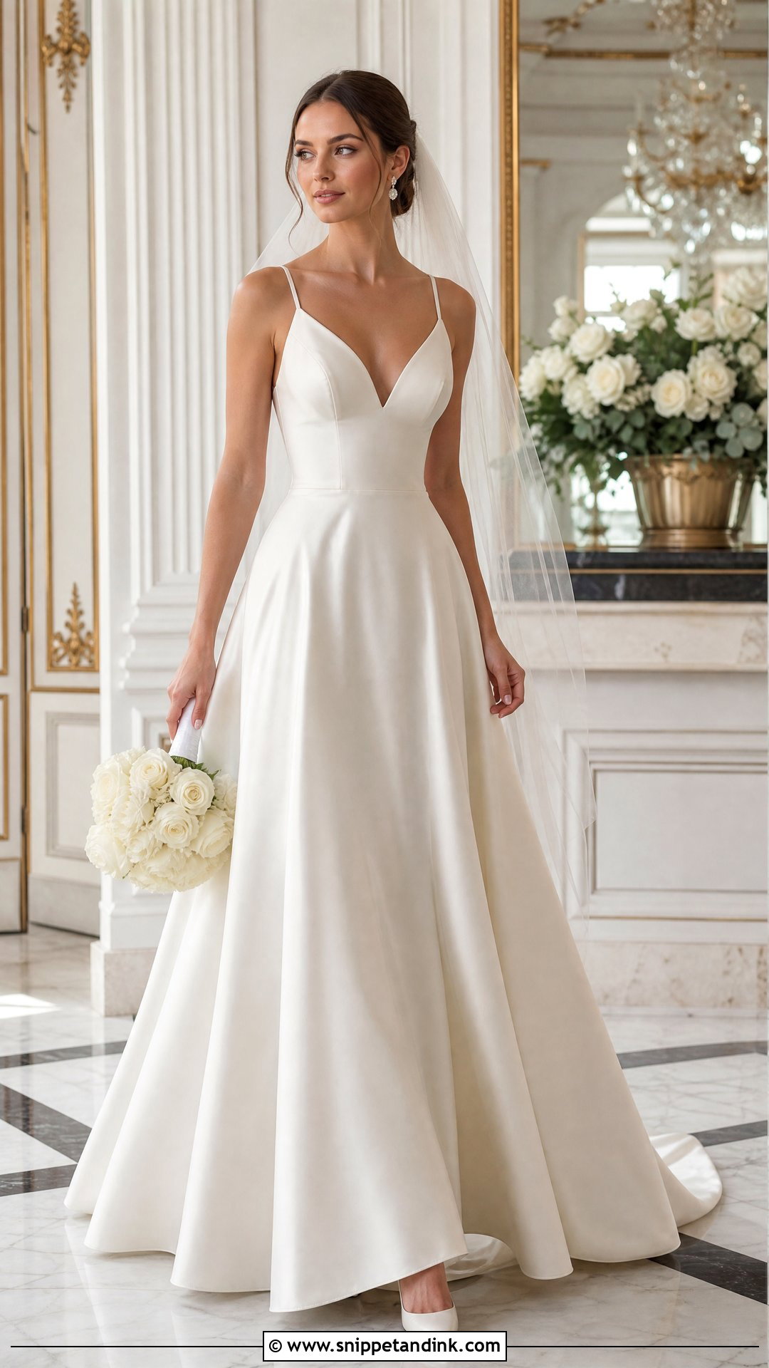 Spaghetti Strap Satin A Line Wedding Dress - Snippet and Ink - 20 Wedding Dresses Straps