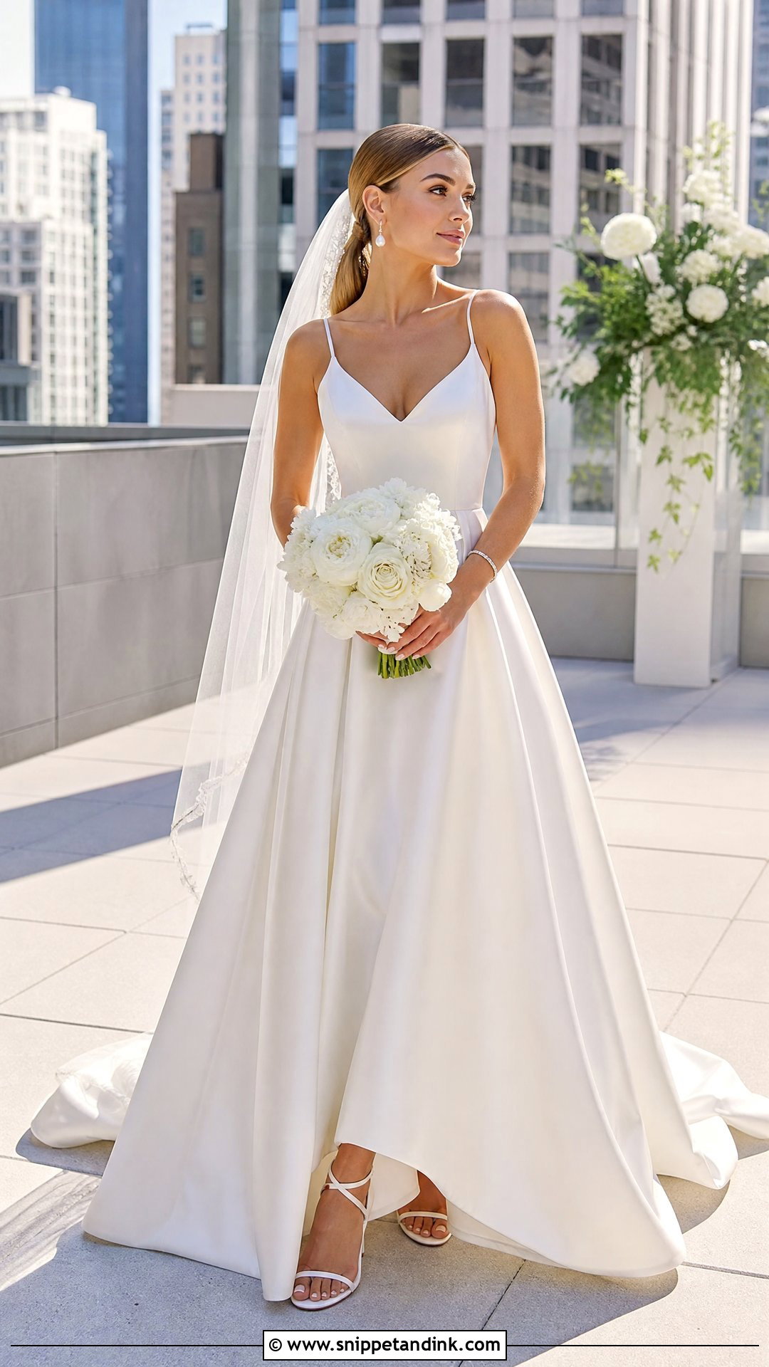 Spaghetti Strap Satin A Line Wedding Dress - Snippet and Ink - 25 Aline Wedding Dresses