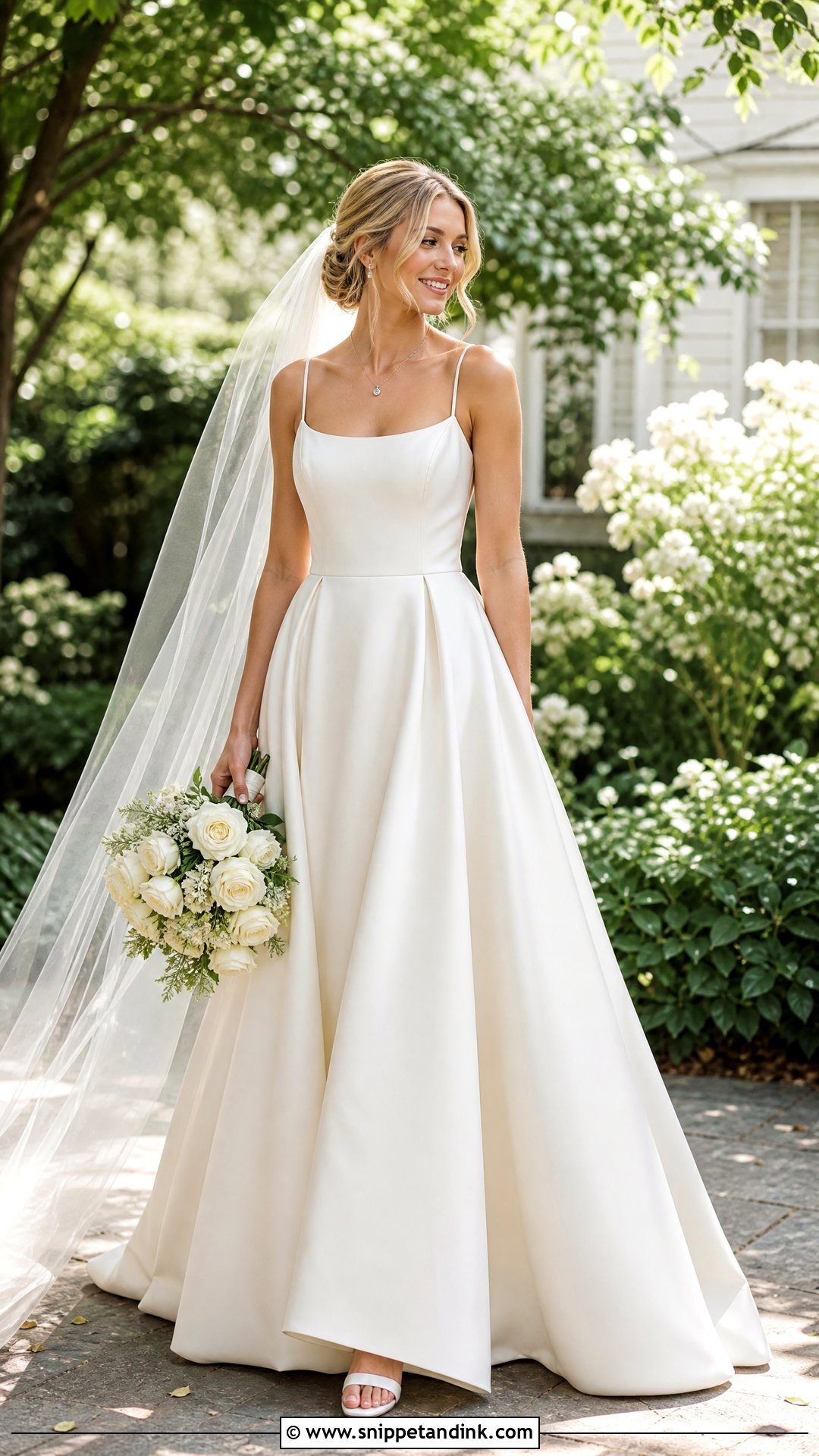 Spaghetti Strap Satin Ballgown Wedding Dress - Snippet and Ink - 25 Satin Ballgown Wedding Dress Ideas