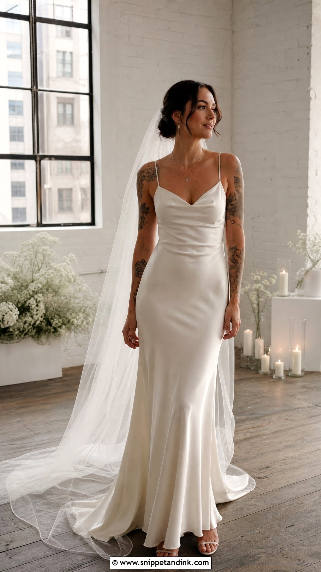 Spaghetti Strap Slip Tattoo Wedding Dress - Snippet and Ink - 20 Tattoos Wedding Dress Ideas
