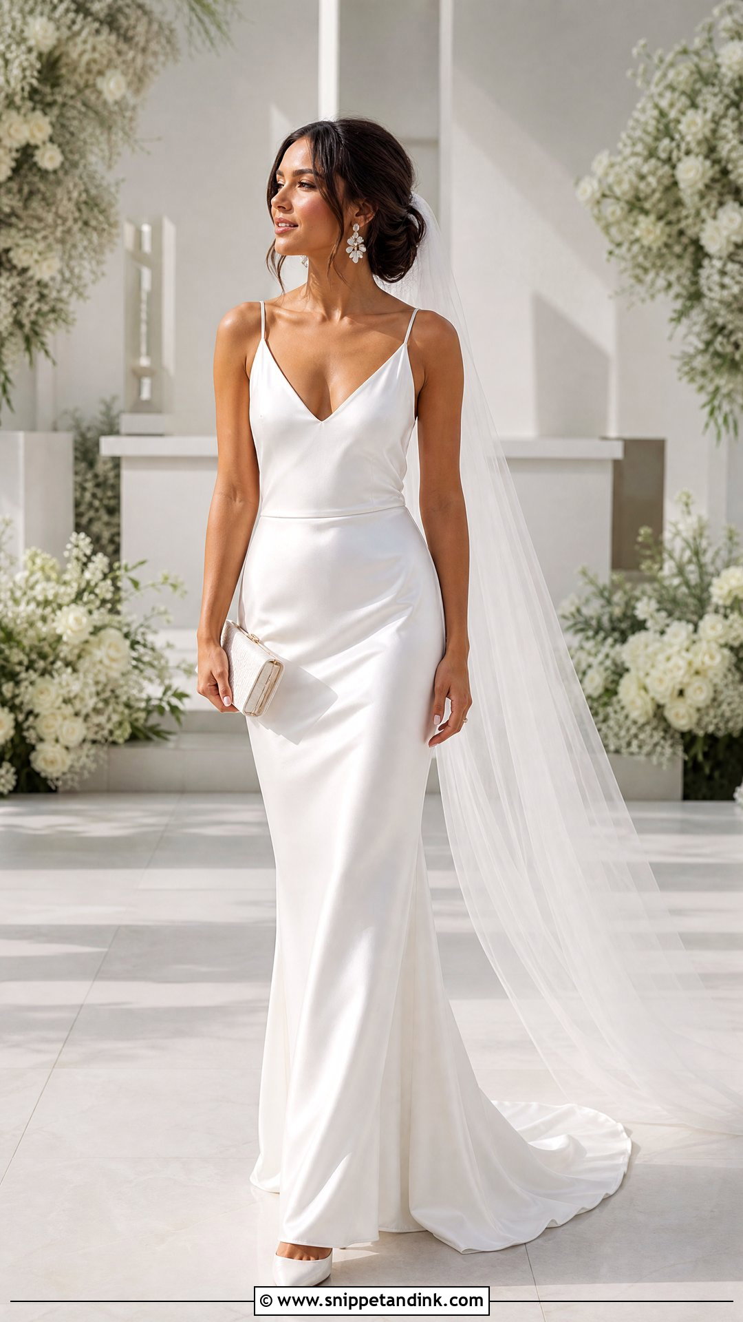 Spaghetti Strap Slip Wedding Gown - Snippet and Ink - 20 Wedding Gowns for Short Brides