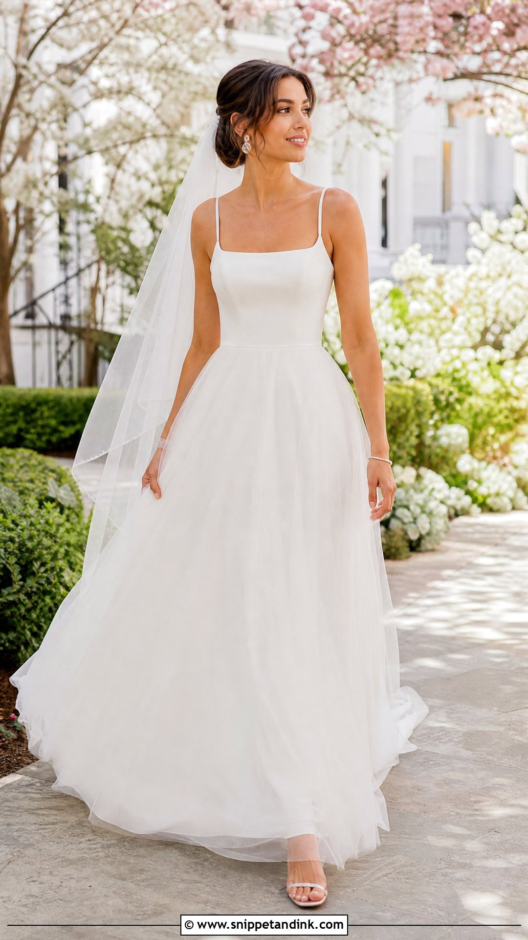 Spaghetti Strap Square Neck A Line Wedding Dress - Snippet and Ink - 20 Square Neck Wedding Dress Aline Ideas
