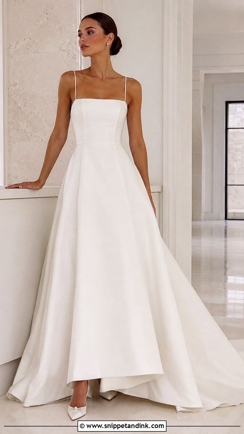 Spaghetti Strap Square Neck Wedding Dress - Snippet and Ink - 30 Spaghetti Strap Wedding Dress Ideas