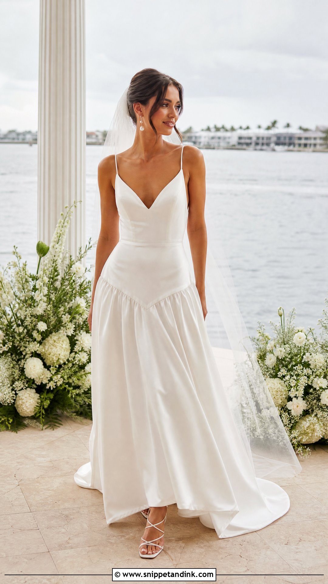 Spaghetti Strap V Drop Waist Wedding Dress - Snippet and Ink - 20 V Drop Waist Wedding Dress Ideas