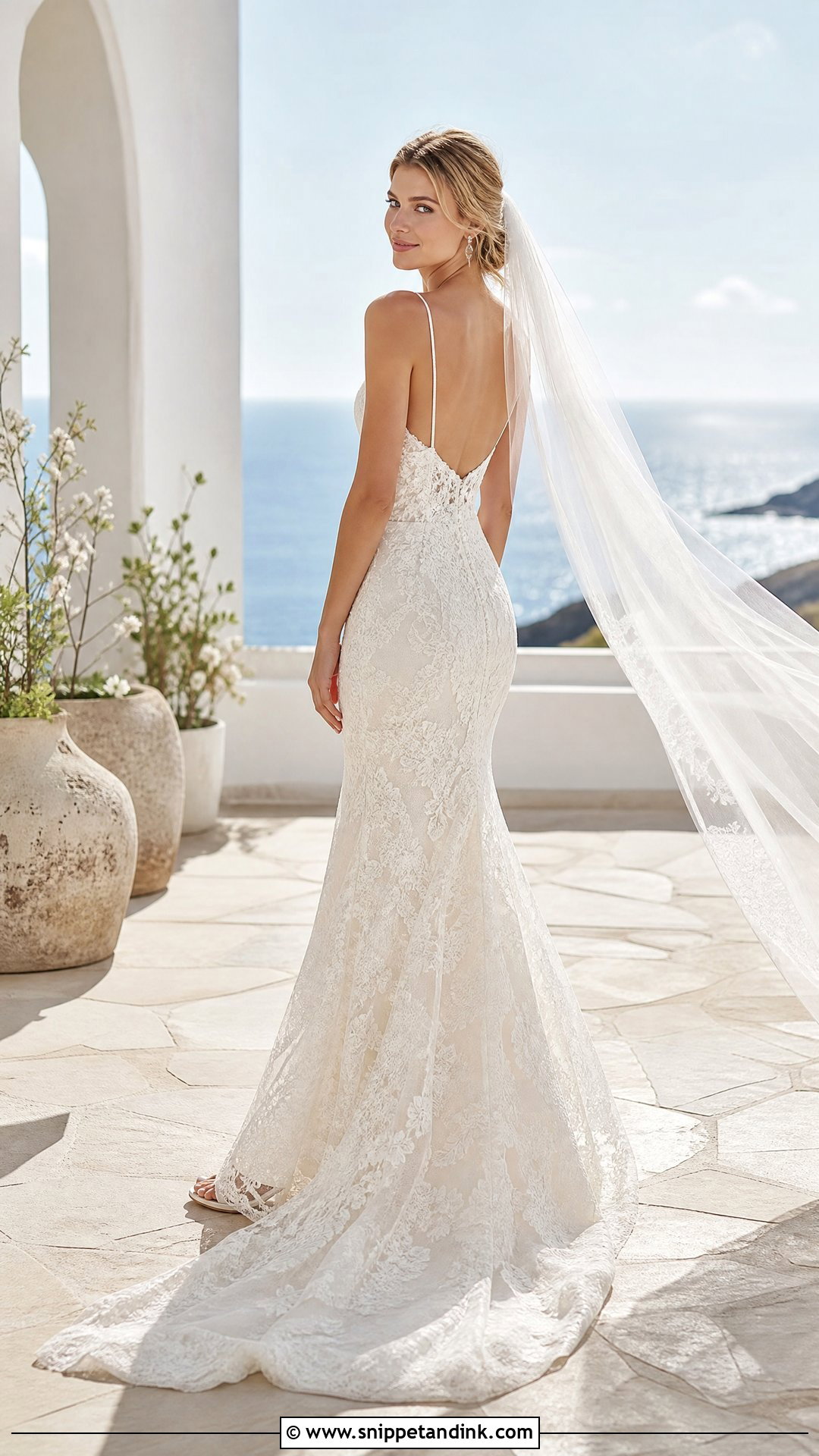 Spaghetti Strap V Neck Mermaid Wedding Dress - Snippet and Ink - 20 V Neck Mermaid Wedding Dress Ideas
