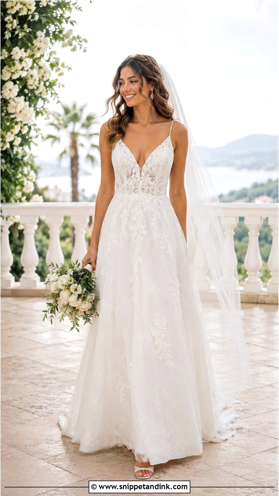 Spaghetti Strap V Neck Wedding Dress - Snippet and Ink - 30 Spaghetti Strap Wedding Dress Ideas
