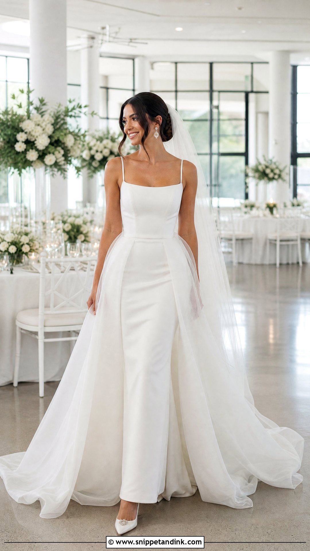 Spaghetti Strap Wedding Dress With Detachable Overskirt - Snippet and Ink - 20 Spaghetti Strap Wedding Dresses