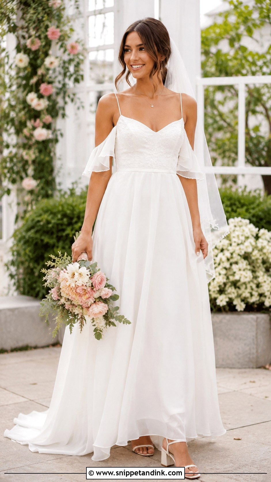 Spaghetti Strap Wedding Dress With Flutter Sleeves - Snippet and Ink - 20 Add Sleeves to Wedding Dress