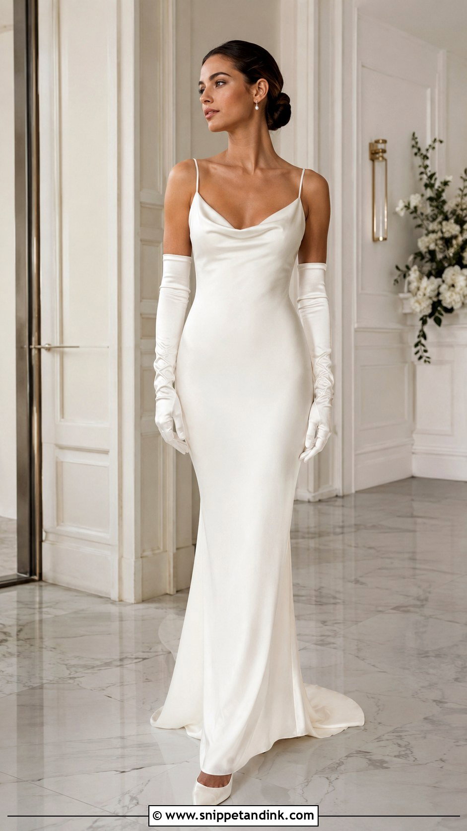 Spaghetti Strap Wedding Dress With Gloves - Snippet and Ink - 30 Spaghetti Strap Wedding Dress Ideas