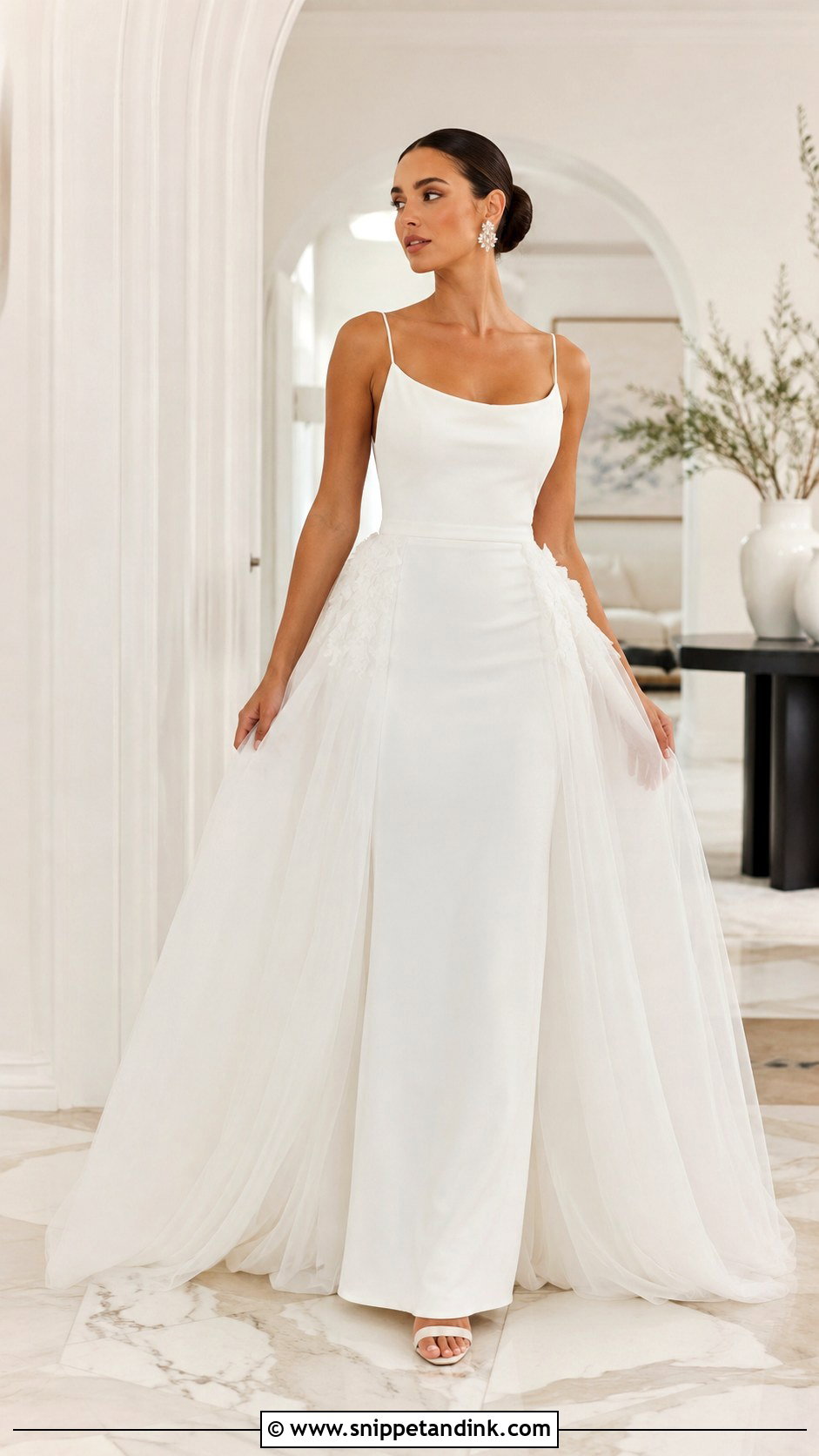 Spaghetti Strap Wedding Dress With Overskirt - Snippet and Ink - 30 Spaghetti Strap Wedding Dress Ideas