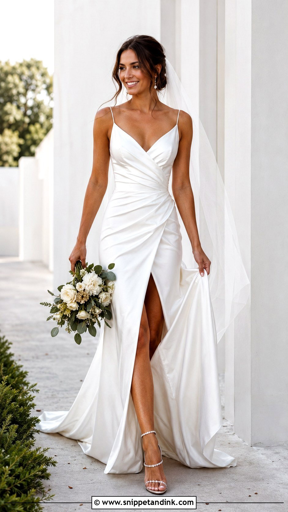 Spaghetti Strap Wedding Dress With Slit - Snippet and Ink - 30 Spaghetti Strap Wedding Dress Ideas