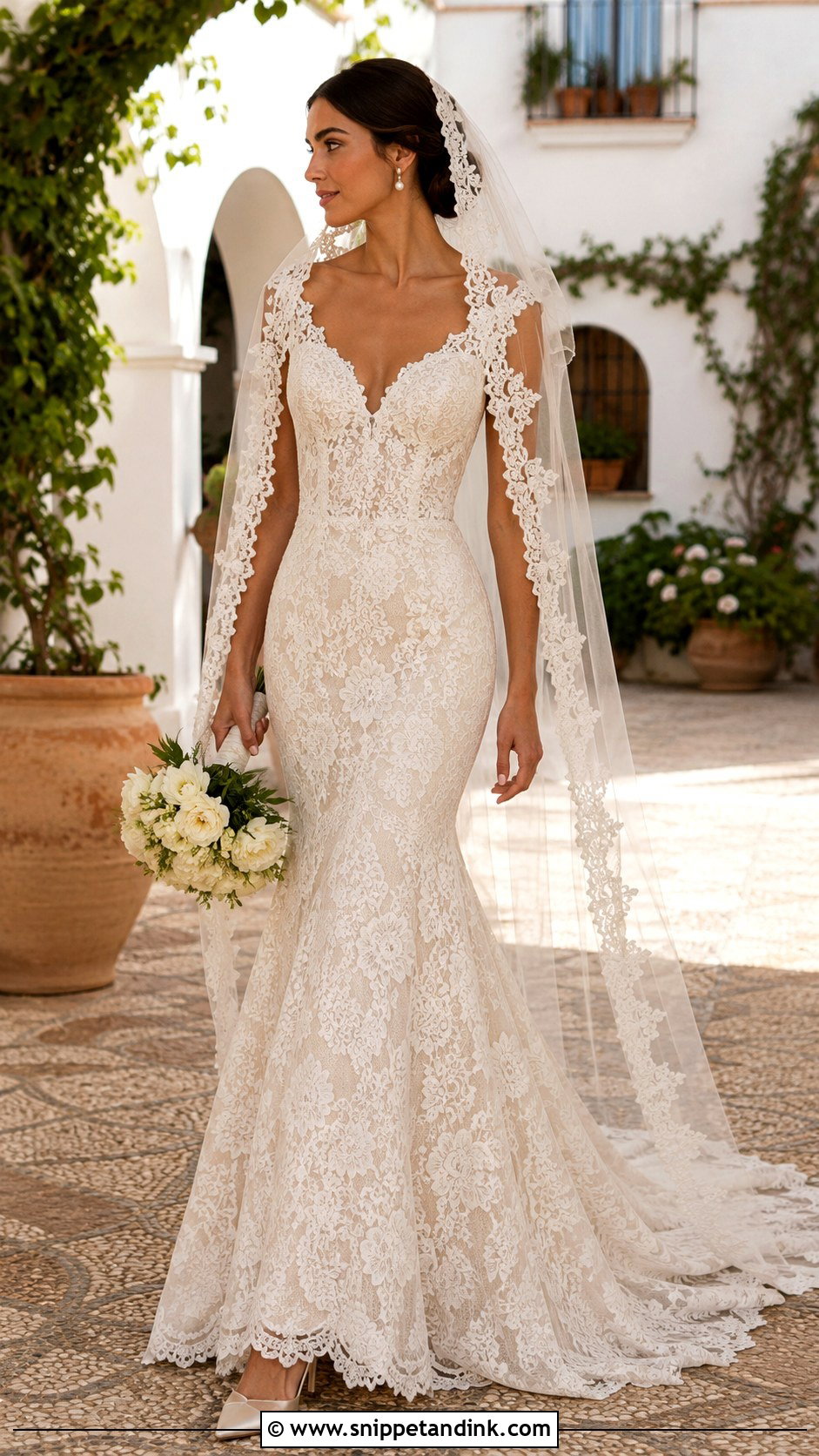 Spanish Lace Mermaid Wedding Dress - Snippet and Ink - 25 Spanish Style Wedding Dress Ideas