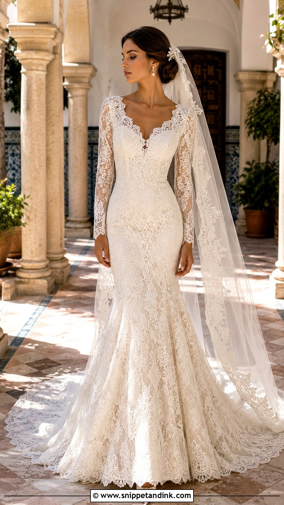 Spanish Lace Mermaid Wedding Dress - Snippet and Ink - 20 Mediterranean Wedding Dress Ideas