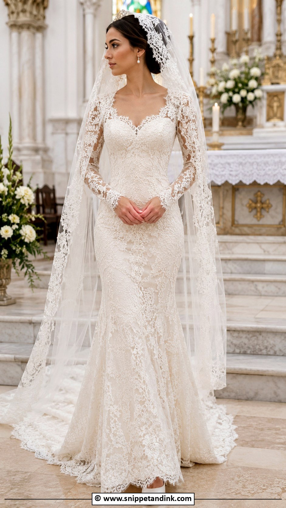 Spanish Lace Wedding Dress With Mantilla Veil - Snippet and Ink - 30 Spanish Wedding Dress Ideas