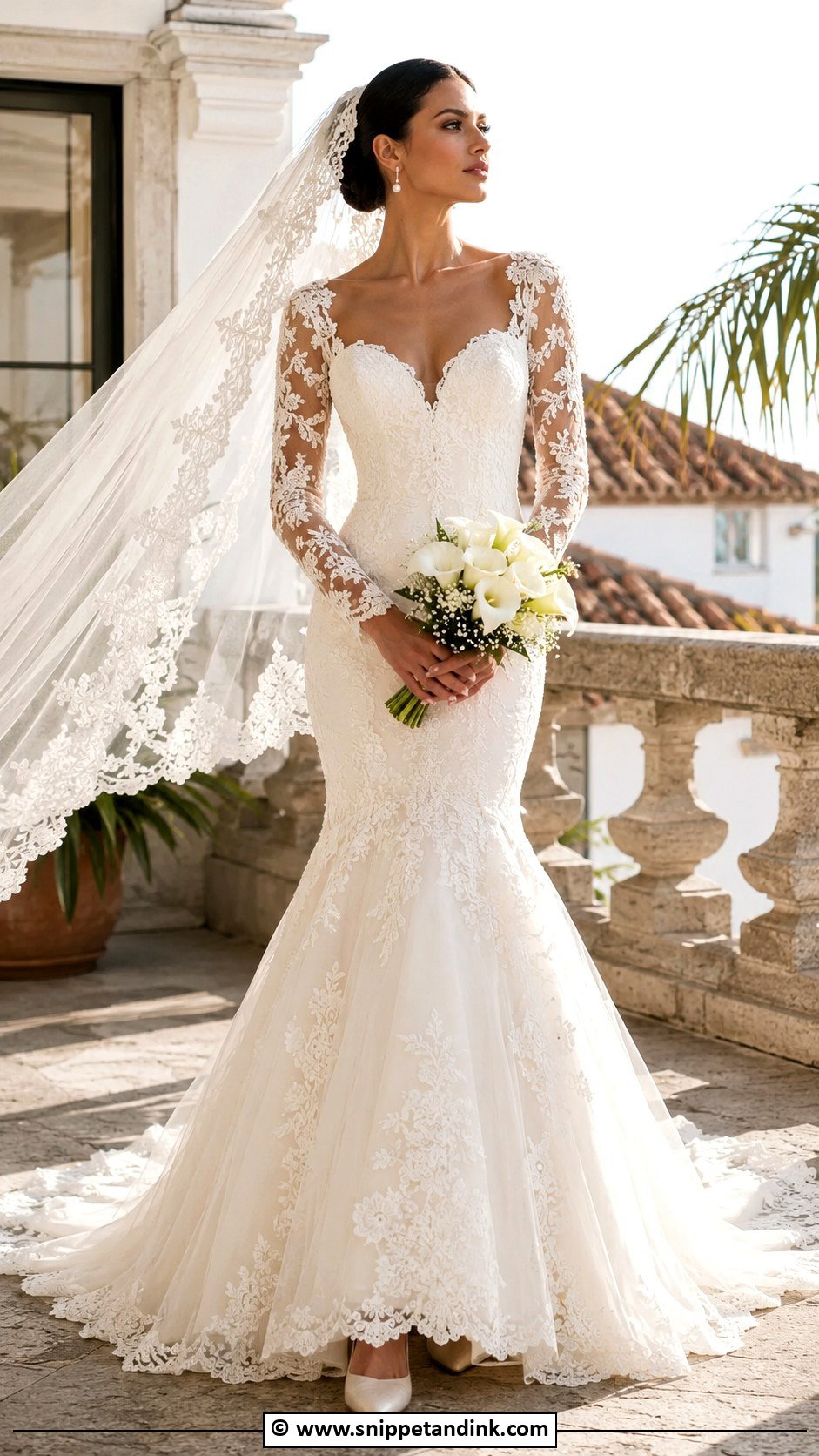 Spanish Mermaid Wedding Dress With Lace Sleeves - Snippet and Ink - 30 Spanish Wedding Dress Ideas