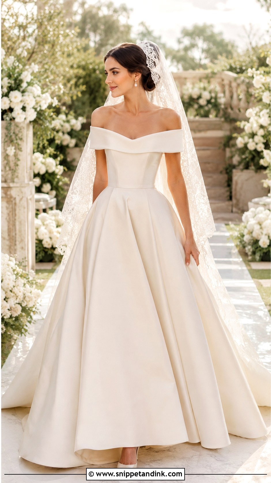 Spanish Off Shoulder Wedding Dress - Snippet and Ink - 25 Spanish Style Wedding Dress Ideas