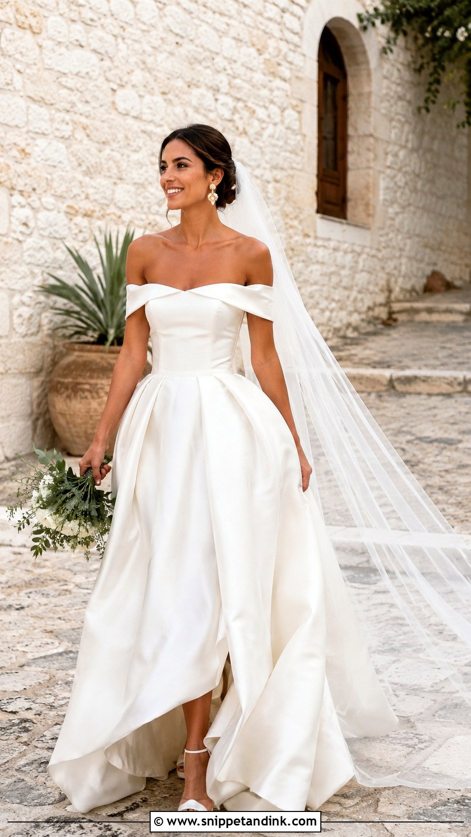 Spanish Off Shoulder Wedding Dress - Snippet and Ink - 25 European Wedding Dresses