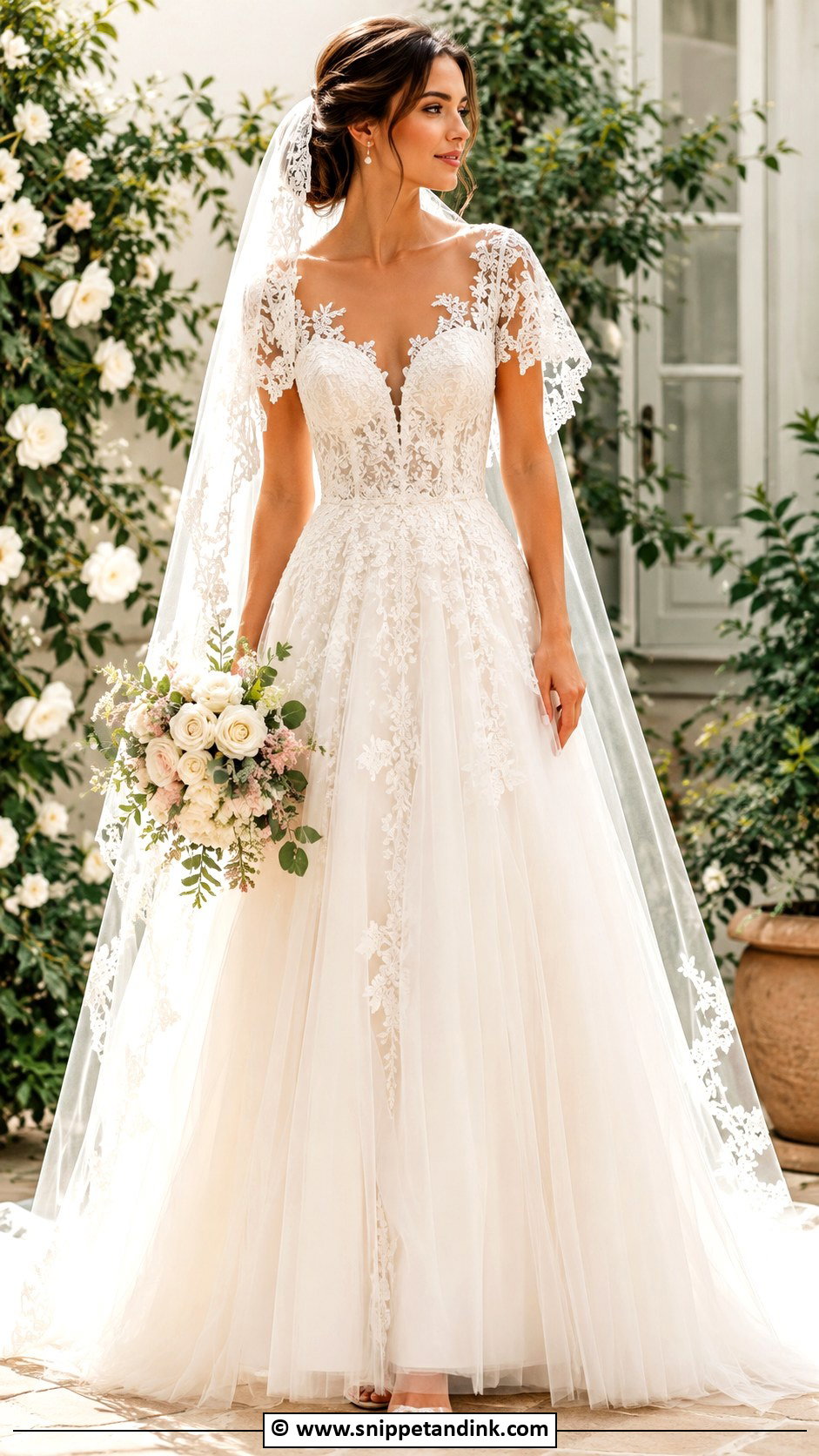 Spanish Tulle Wedding Dress With Floral Lace - Snippet and Ink - 30 Spanish Wedding Dress Ideas