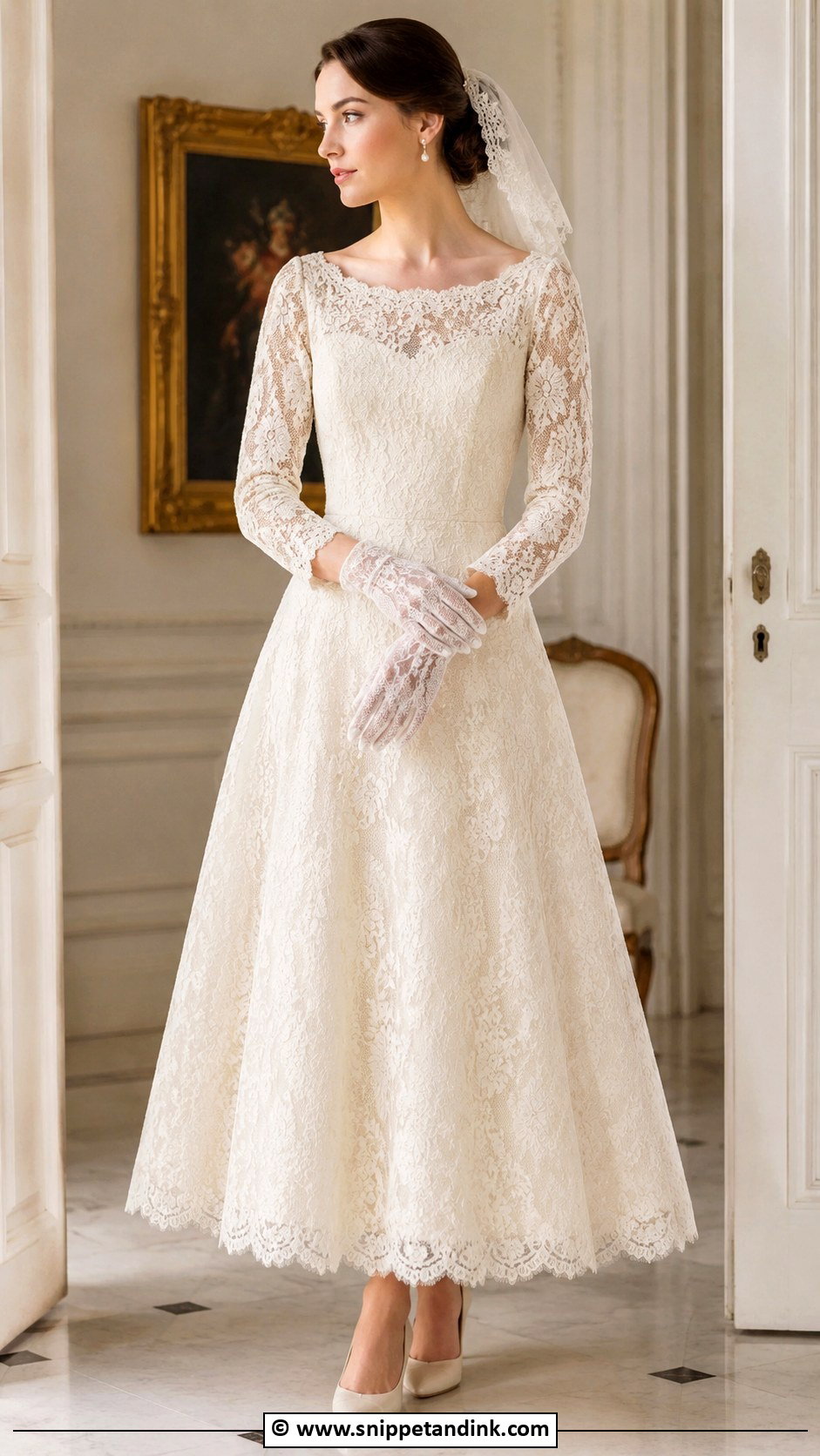 Spanish Vintage Wedding Dress With Lace Gloves - Snippet and Ink - 30 Spanish Wedding Dress Ideas
