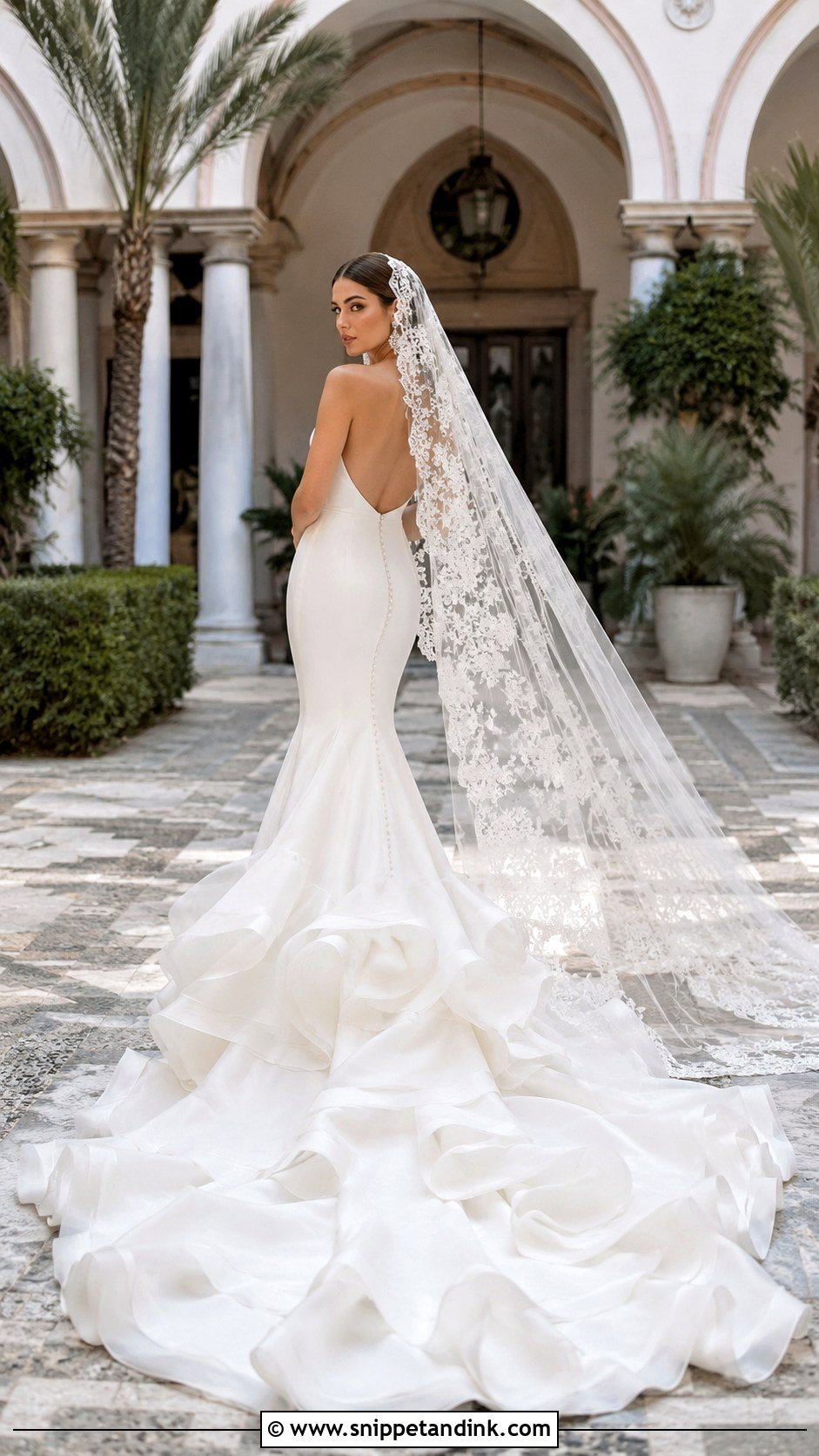 Spanish Wedding Dress With Dramatic Ruffle Train - Snippet and Ink - 20 Mexican Style Spanish Wedding Dress Ideas