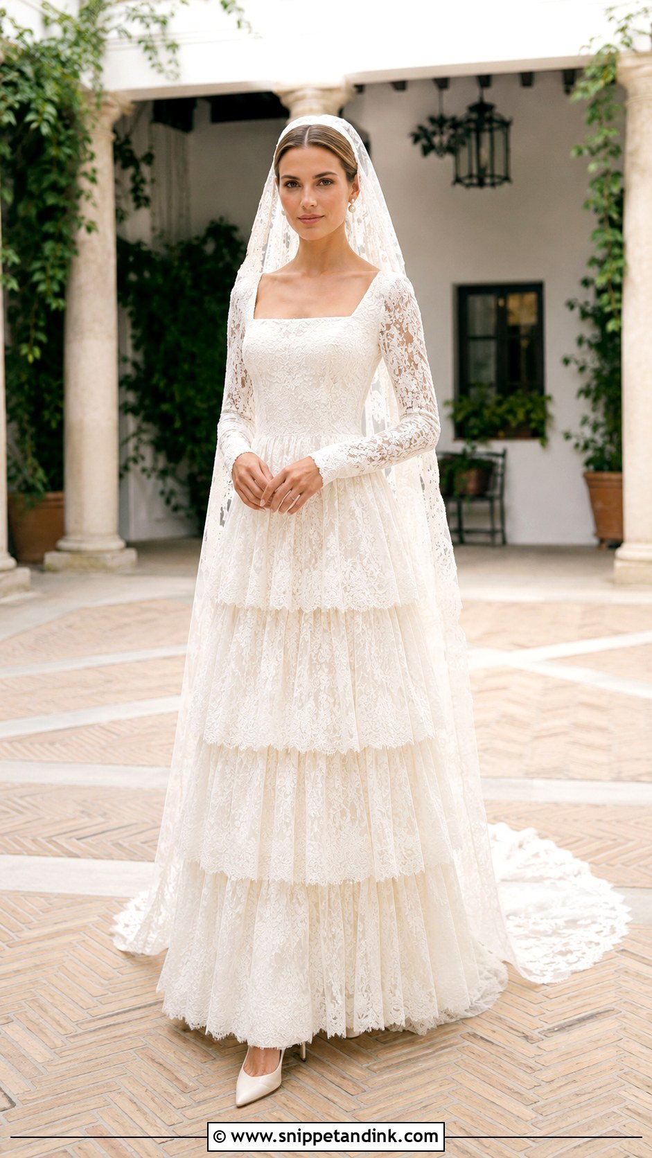 Spanish Wedding Dress With Tiered Lace Skirt - Snippet and Ink - 20 Mexican Style Spanish Wedding Dress Ideas