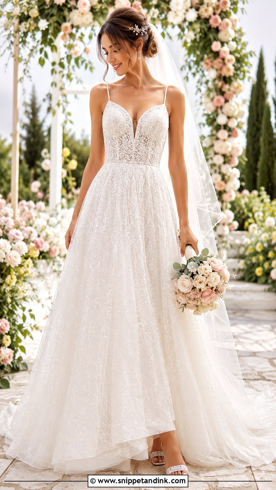 Sparkle A Line Wedding Dress - Snippet and Ink - 25 Sparkle Wedding Dress Ideas