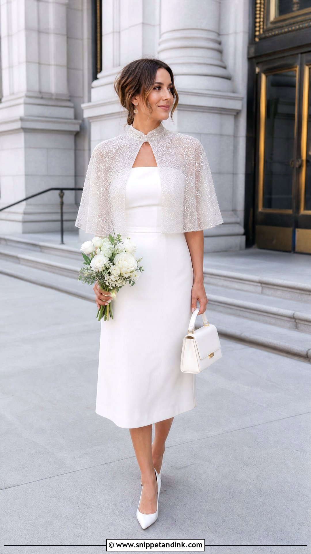 Sparkle Bride Cape With Courthouse Wedding Dress - Snippet and Ink - 25 Bride Cape Ideas