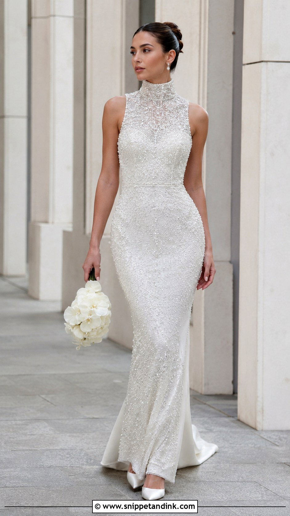 Sparkle High Neck Wedding Dress - Snippet and Ink - 25 Sparkle Wedding Dress Ideas