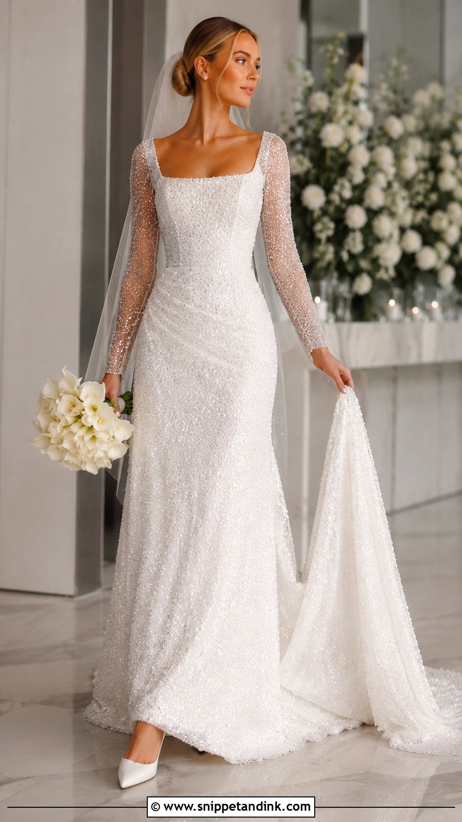 Sparkle Long Sleeve Wedding Dress - Snippet and Ink - 25 Sparkle Wedding Dress Ideas