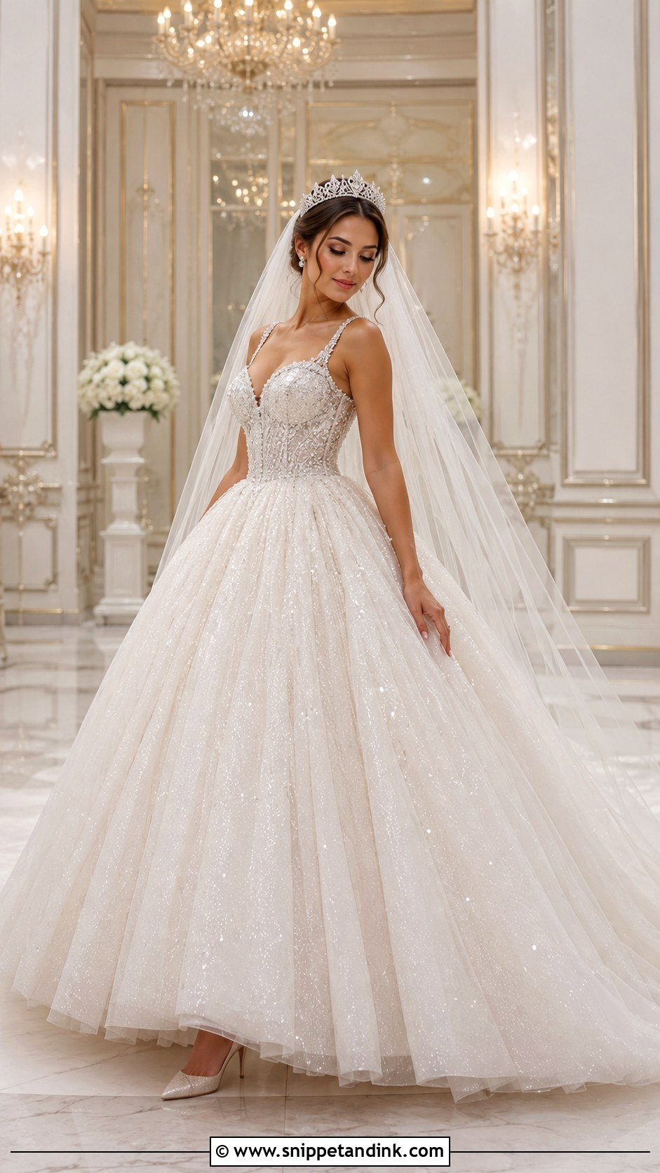 Sparkle Princess Wedding Dress With Tiara - Snippet and Ink - 30 Princess Wedding Dresses Sparkle