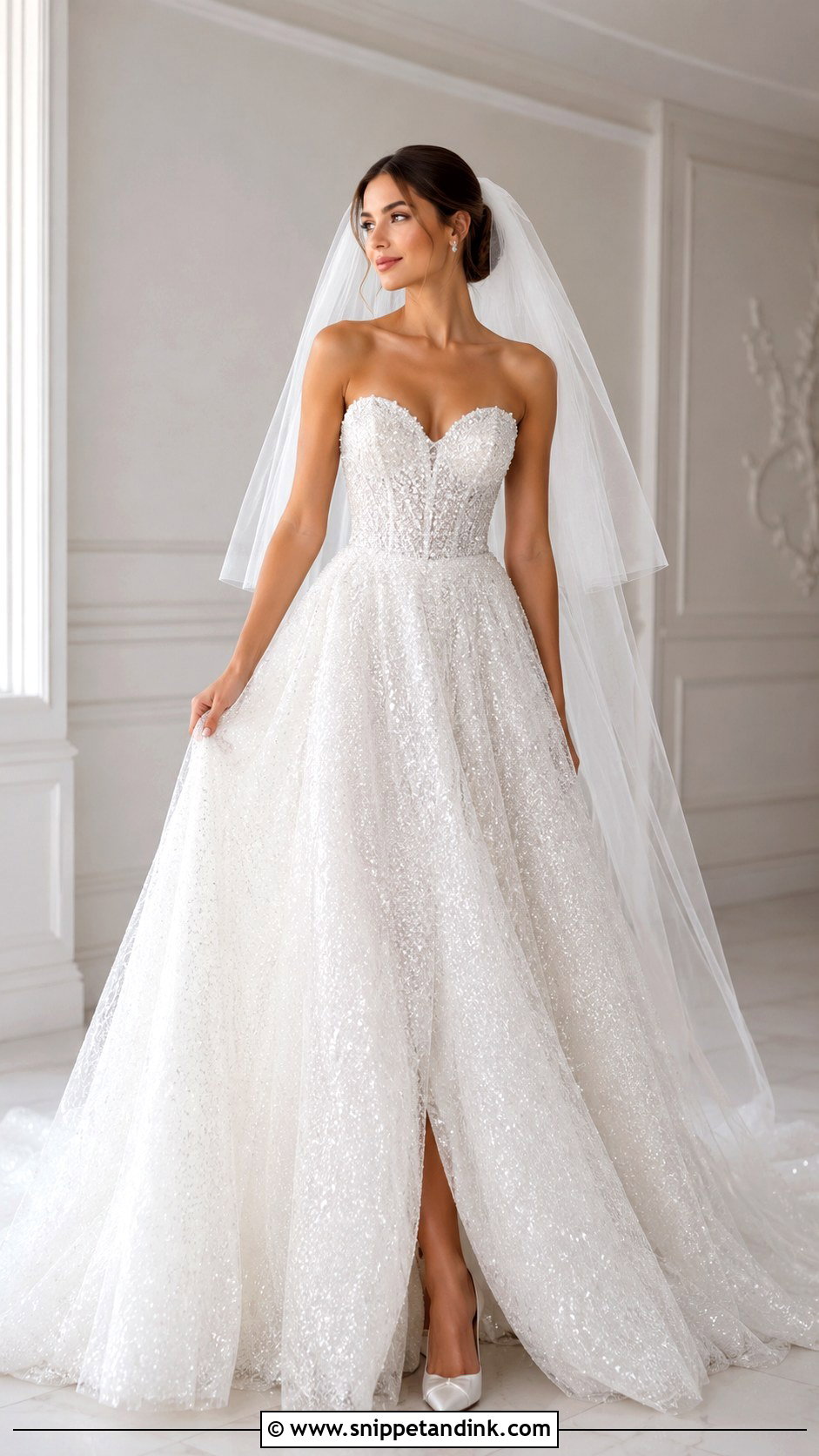Sparkle Strapless Wedding Dress - Snippet and Ink - 25 Sparkle Wedding Dress Ideas