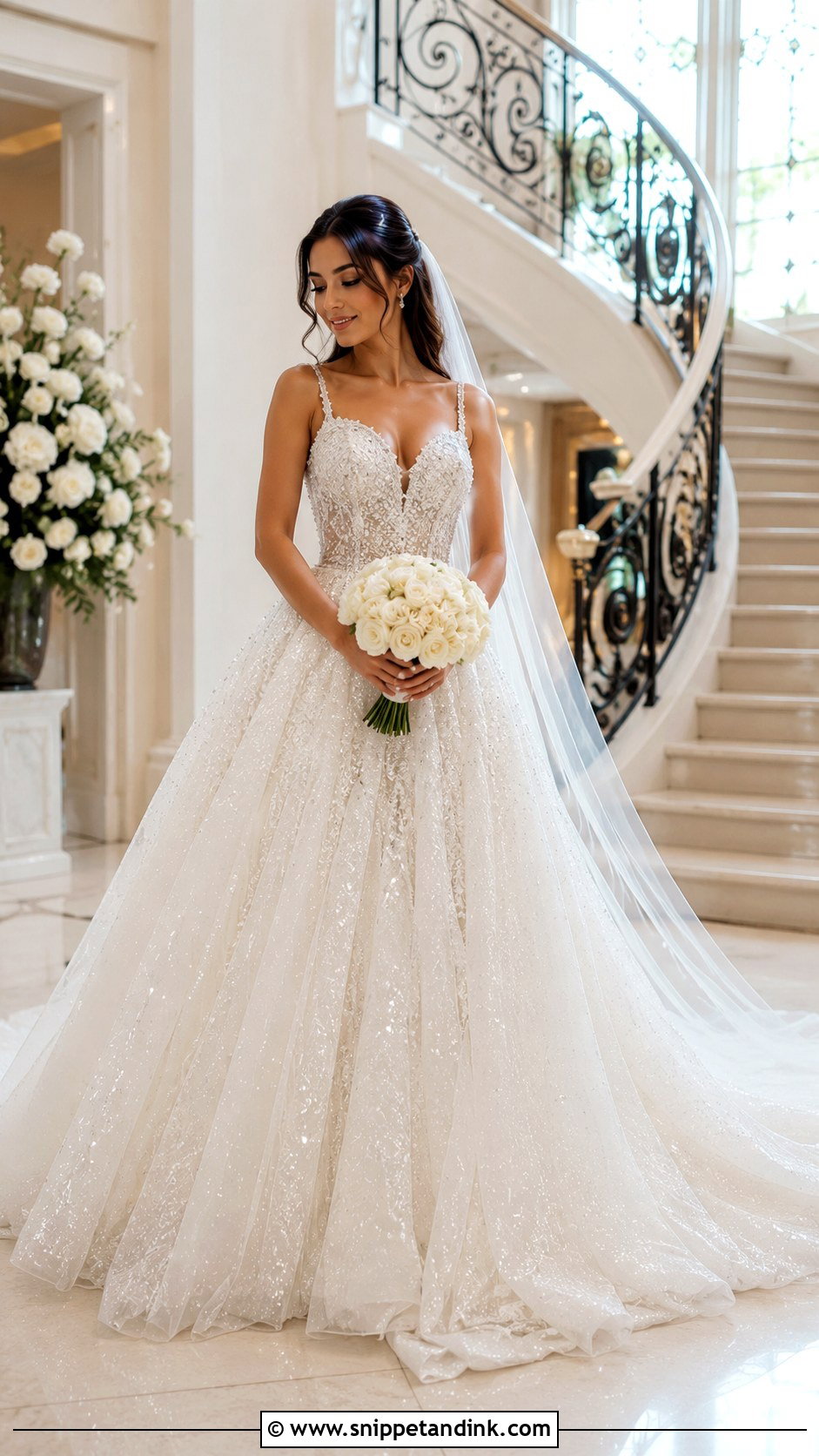 Sparkle Tulle Ball Gown Wedding Dress With Long Train - Snippet and Ink - 20 Big Wedding Dresses Ball Gown Long Train