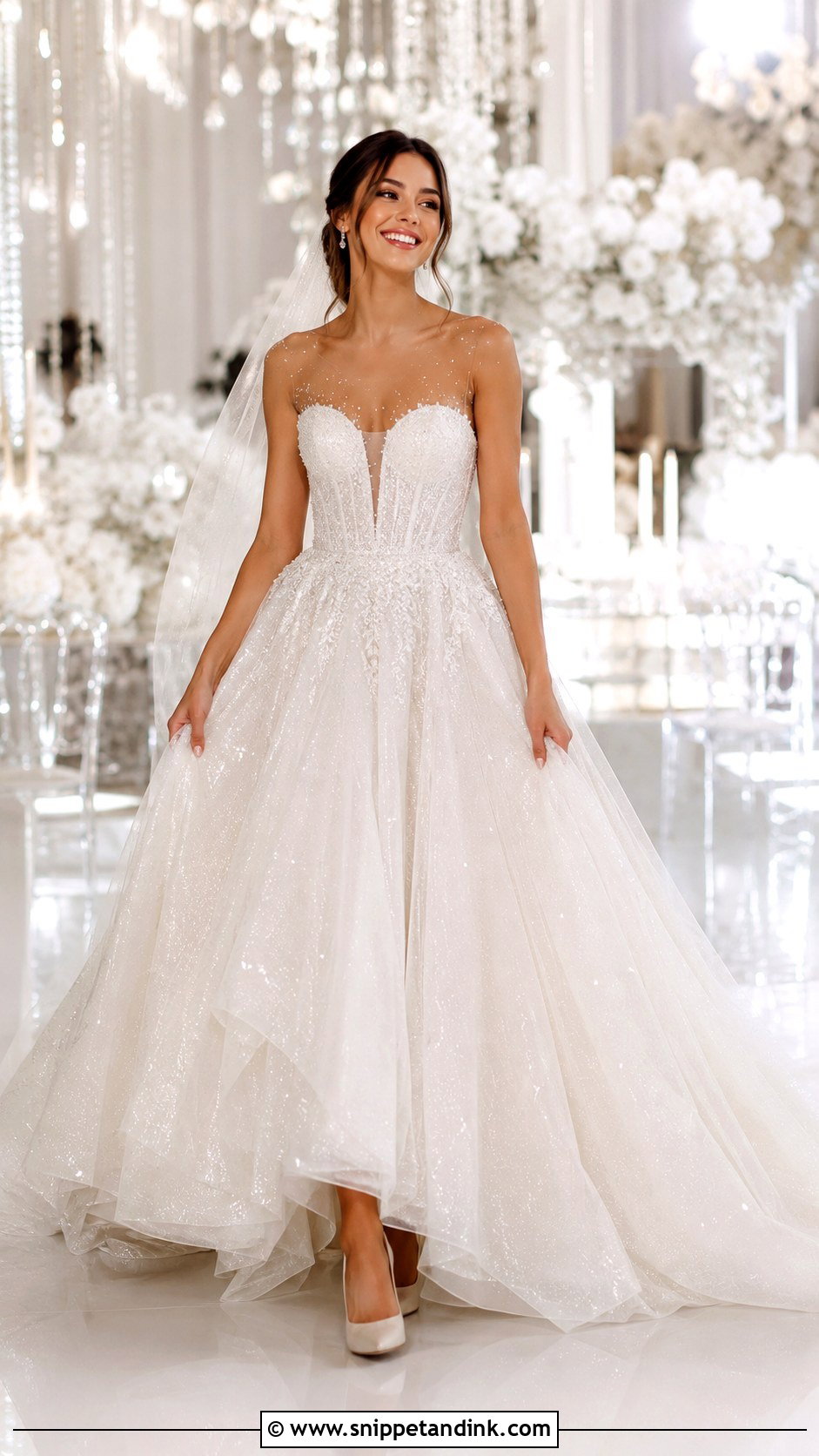 Sparkle Tulle Ballgown Wedding Dress - Snippet and Ink - 25 Elegant Wedding Dress Ballgown Fairytale Ideas