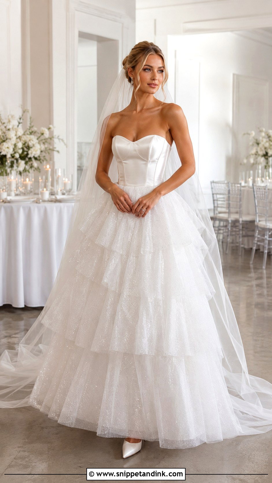 Sparkle Tulle Layered Skirt Wedding Dress - Snippet and Ink - 20 Layered Skirt Wedding Dress Ideas