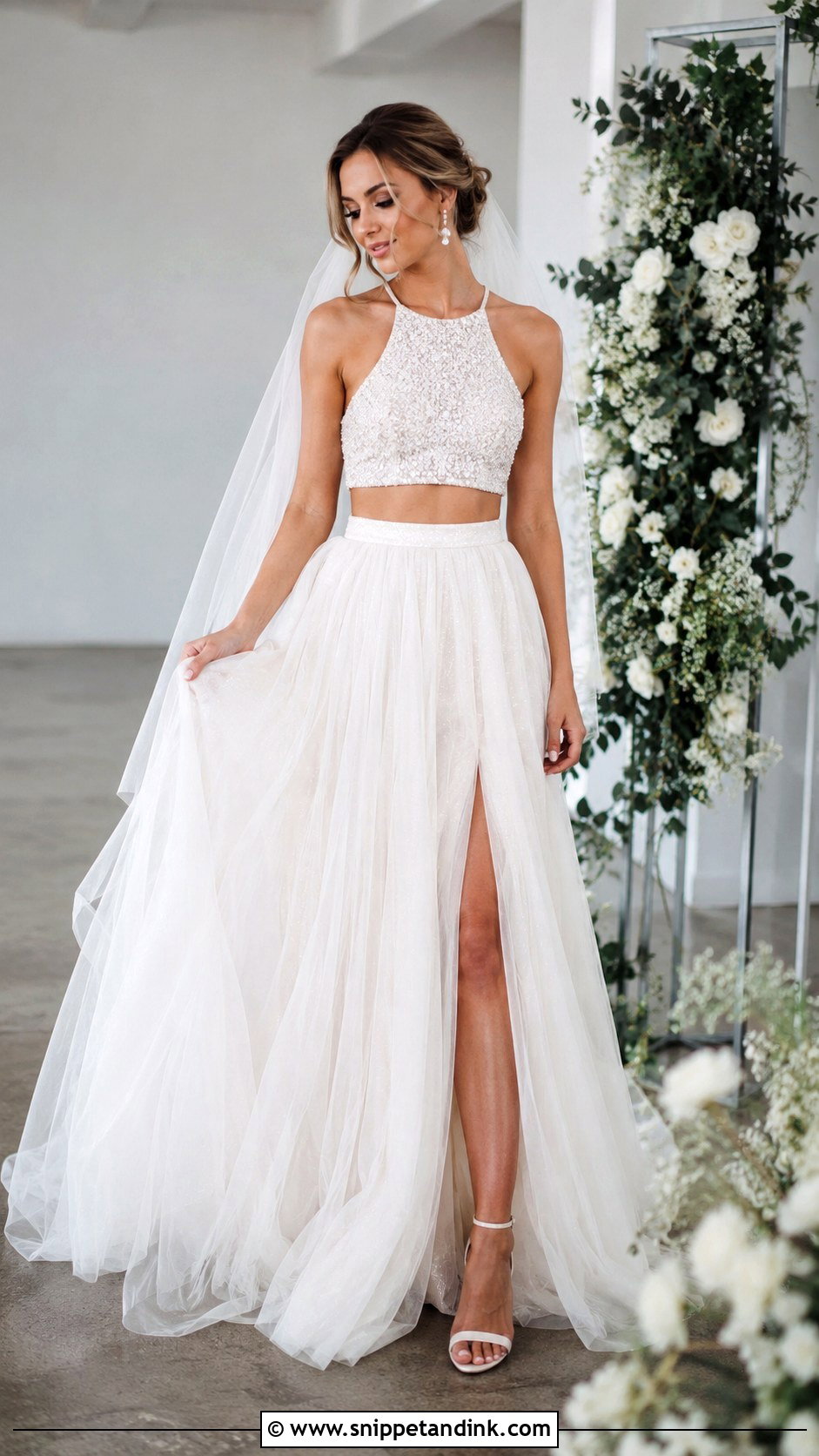 Sparkle Two Piece Wedding Dress - Snippet and Ink - 25 Sparkle Wedding Dress Ideas