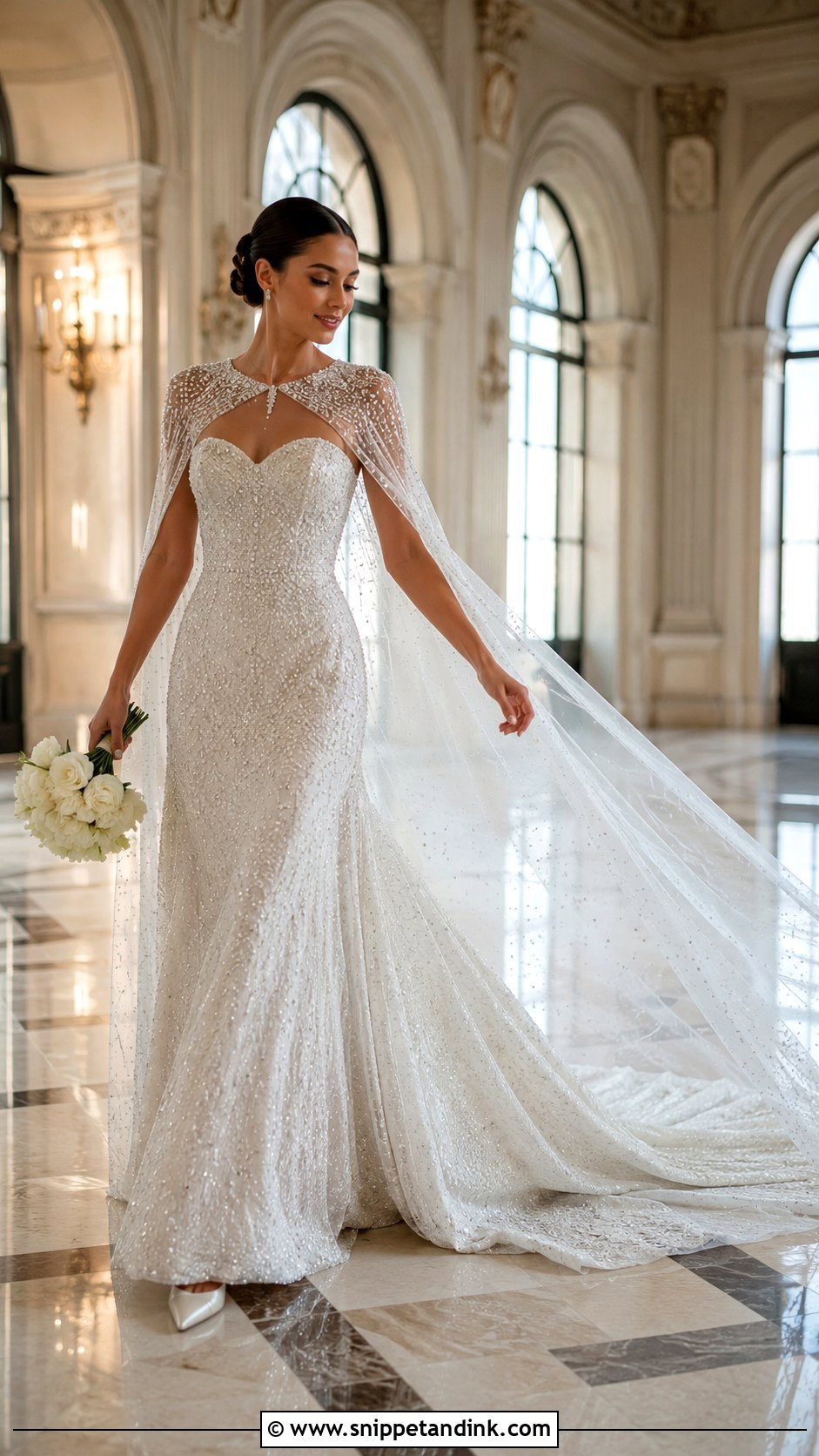 Sparkle Wedding Dress With Cape - Snippet and Ink - 20 Glitter Sparkle Wedding Dress Ideas