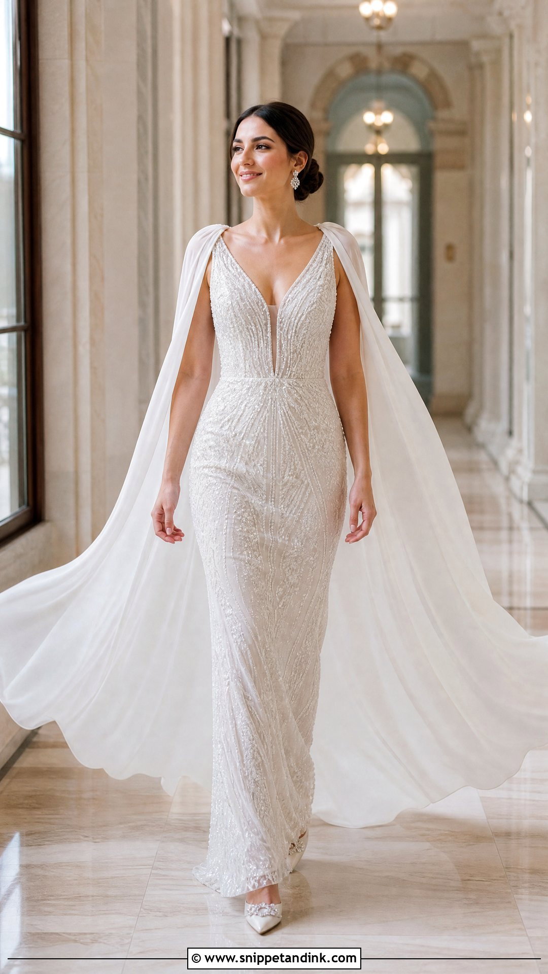 Sparkle Wedding Dress With Cape - Snippet and Ink - 20 Sparkle Wedding Dresses