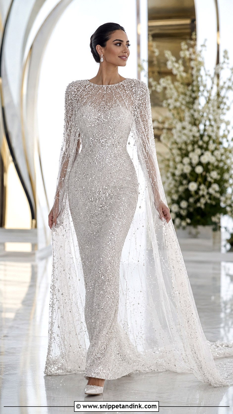 Sparkle Wedding Dress With Cape - Snippet and Ink - 20 Bling Sparkle Wedding Dresses