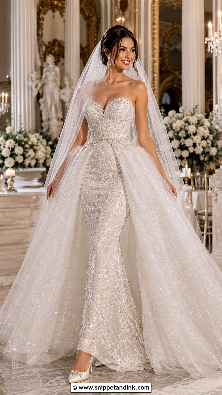 Sparkle Wedding Dress With Detachable Overskirt - Snippet and Ink - 20 Glitter Sparkle Wedding Dress Ideas