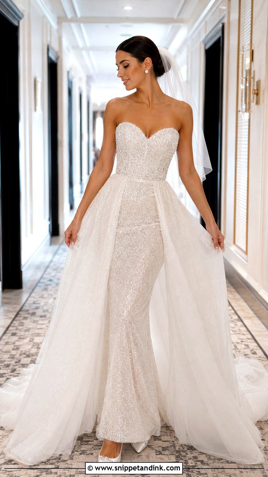 Sparkle Wedding Dress With Overskirt - Snippet and Ink - 20 Bling Sparkle Wedding Dresses