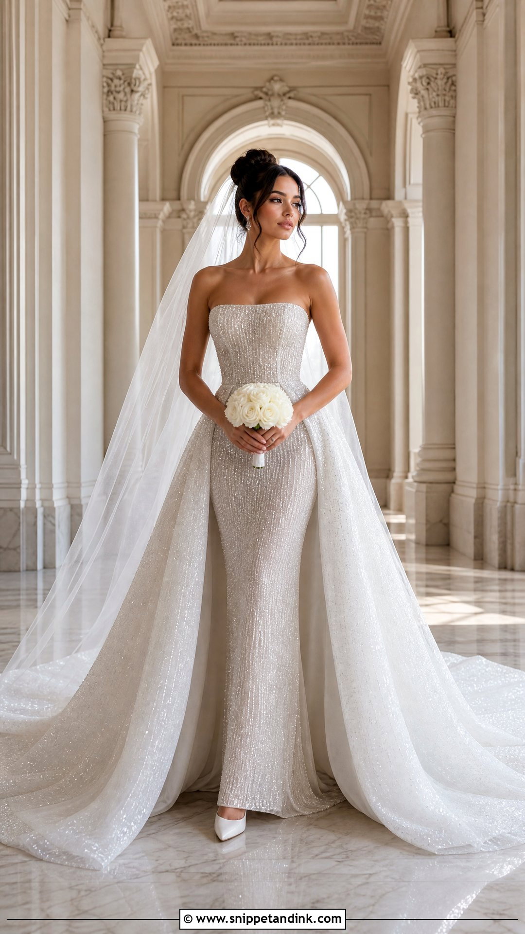 Sparkling Detachable Train Wedding Dress - Snippet and Ink - 25 Sparkling Wedding Dress Ideas