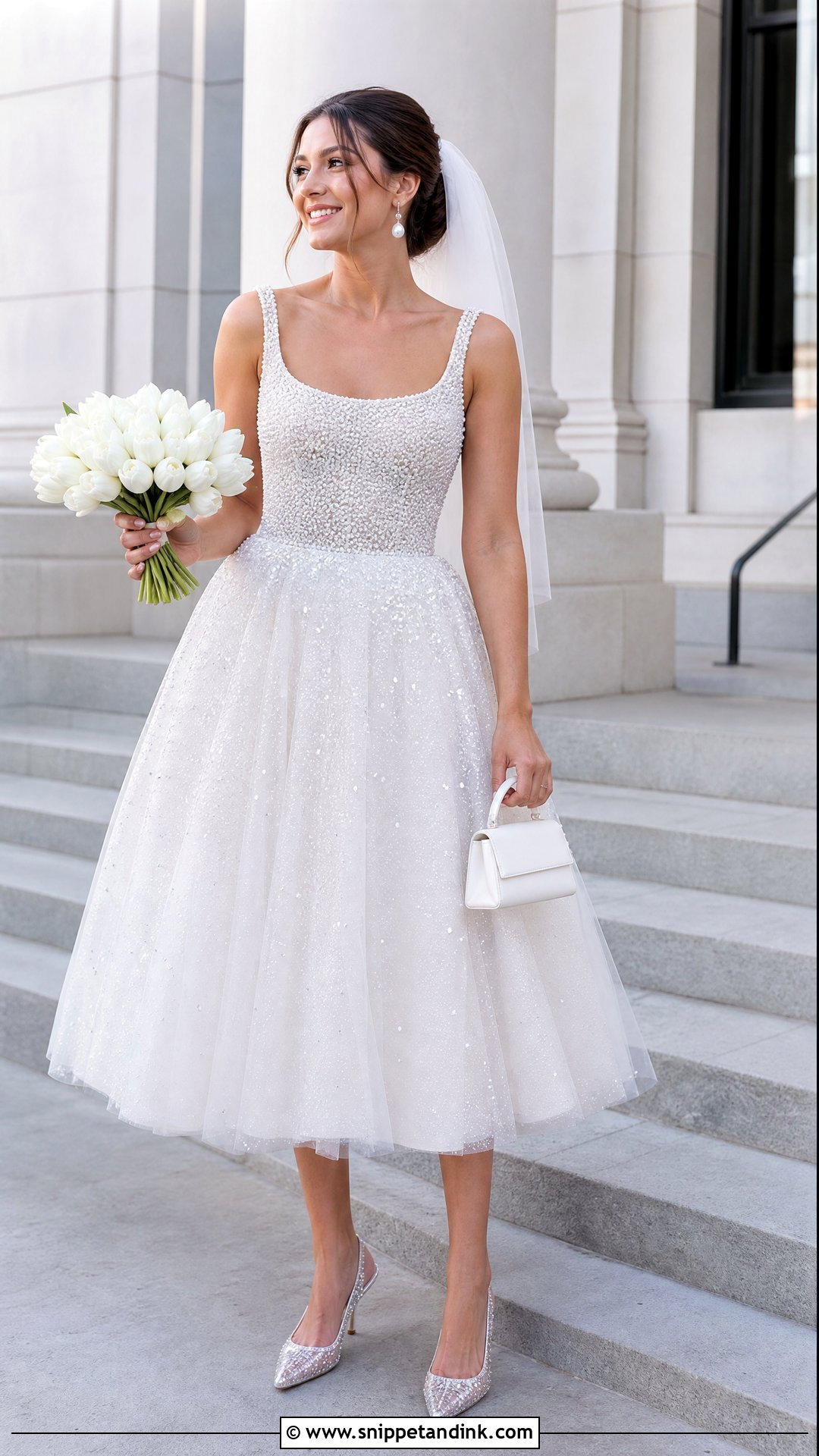 Sparkling Midi Wedding Dress - Snippet and Ink - 25 Sparkling Wedding Dress Ideas