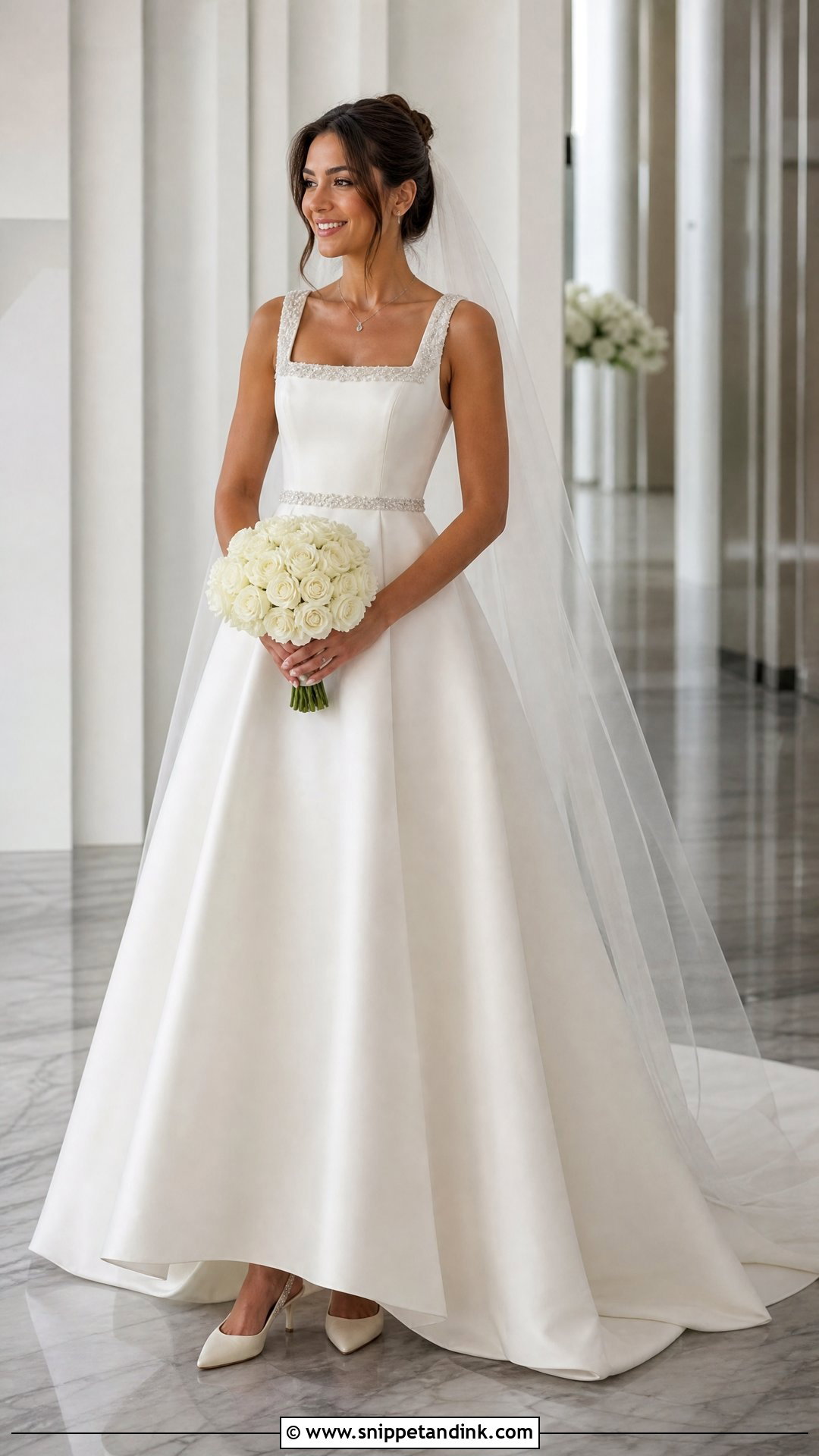 Sparkling Square Neck Wedding Dress - Snippet and Ink - 25 Sparkling Wedding Dress Ideas