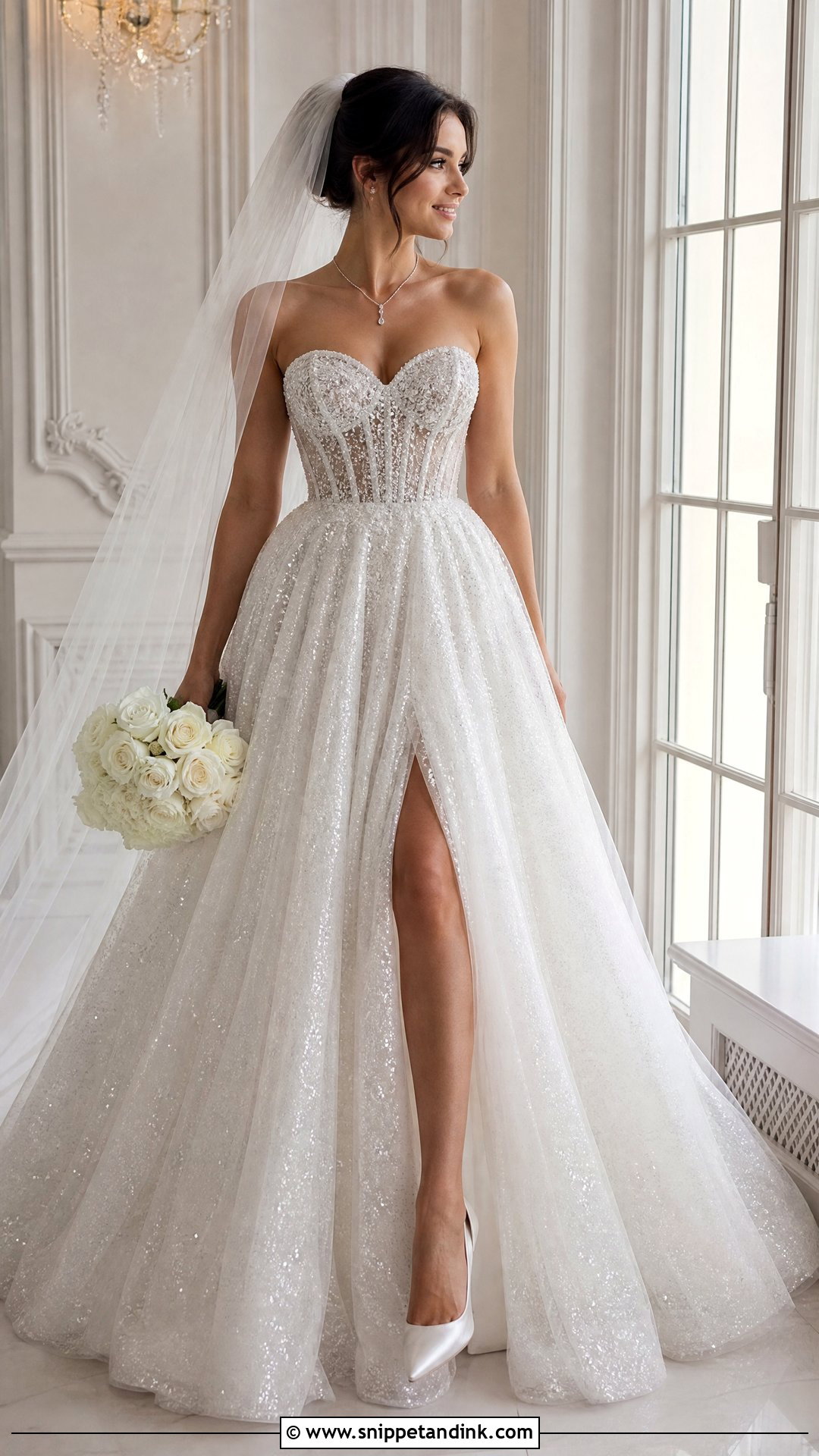 Sparkling Strapless Wedding Dress - Snippet and Ink - 25 Sparkling Wedding Dress Ideas